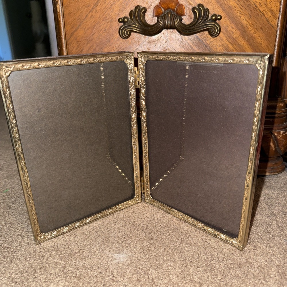 Vintage Brass Double Picture 5"x7" Frame, Table Top Photo Frames‎